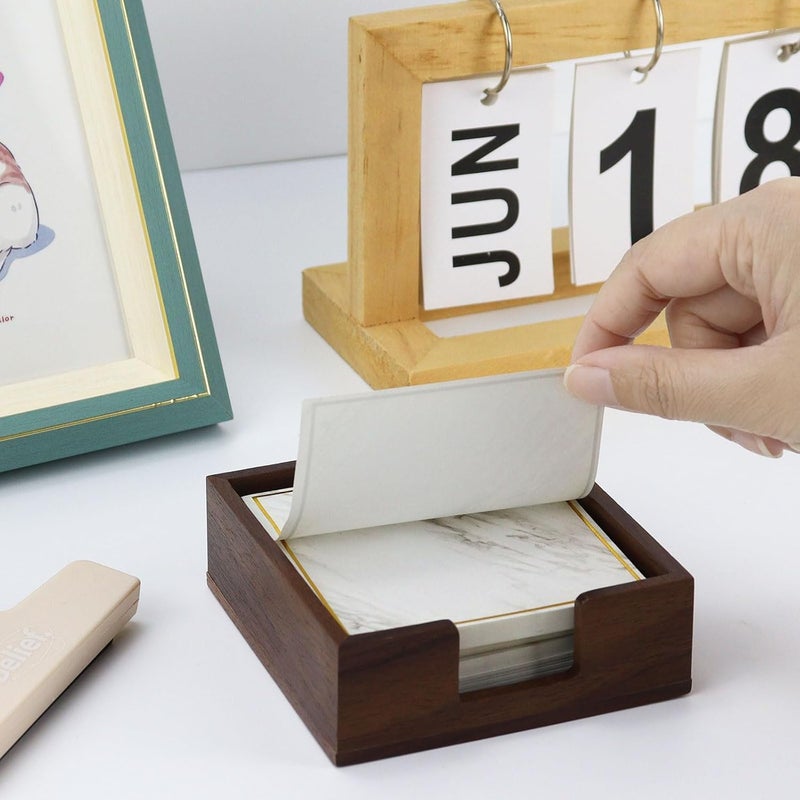 Buqoo Wooden Sticky Note Holder, Self-Stick Note Holder Memo Holder Paper Dispenser Organizer Sticky Notes Cube Holder for School Office Home Desk (3.9 x 3.8 x 1.3 Inches) - Image 3
